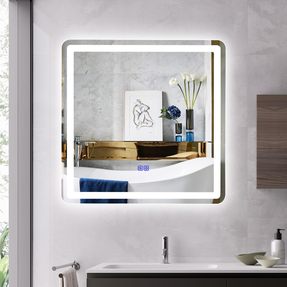 CHLOE Lighting LUMINOSITY Back Lit Rectangular TouchScreen LED Mirror 3 Color Temperatures 3000K-6000K 30" Wide. Picture 16
