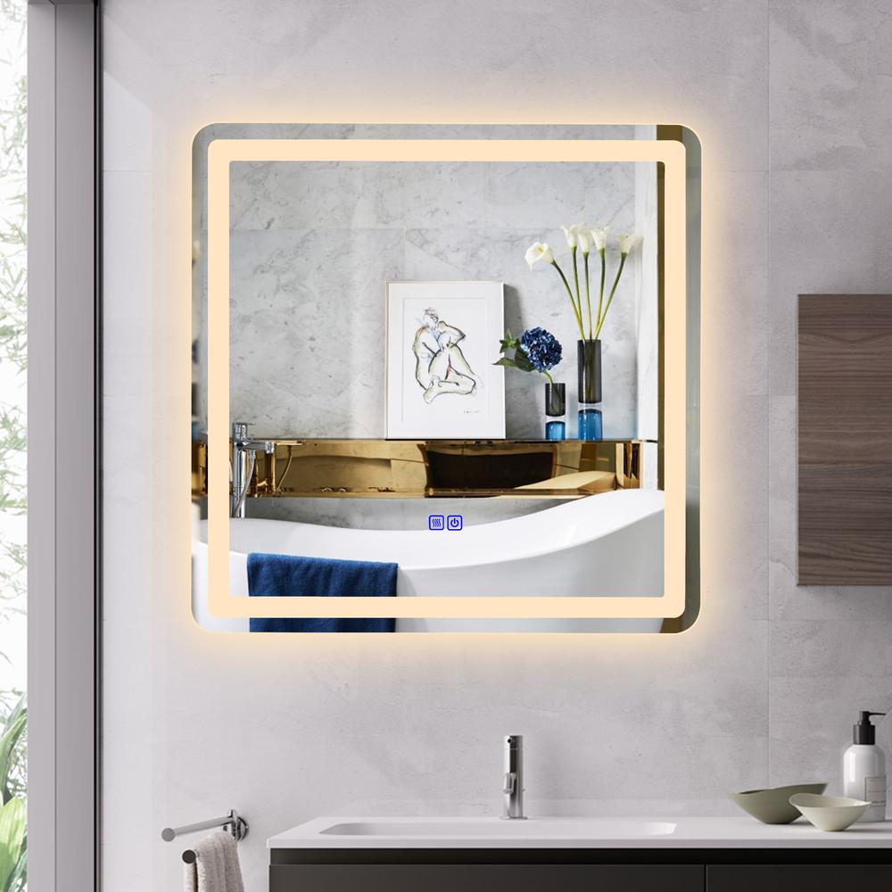 CHLOE Lighting LUMINOSITY Back Lit Rectangular TouchScreen LED Mirror 3 Color Temperatures 3000K-6000K 30" Wide. Picture 17