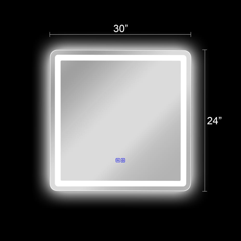 CHLOE Lighting LUMINOSITY Back Lit Rectangular TouchScreen LED Mirror 3 Color Temperatures 3000K-6000K 30" Wide. Picture 18