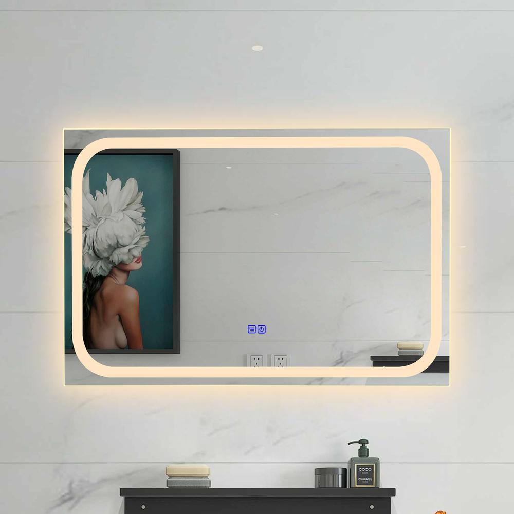 CHLOE Lighting LUMINOSITY Back Lit Rectangular TouchScreen LED Mirror 3 Color Temperatures 3000K-6000K 36" Wide. Picture 13