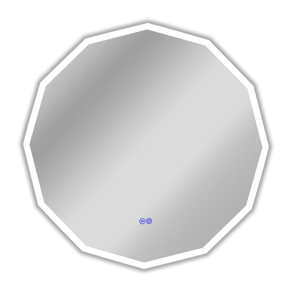 CHLOE Lighting LUMINOSITY Back Lit Dodecagon TouchScreen LED Mirror 3 Color Temperatures 3000K-6000K 32" Wide. Picture 2