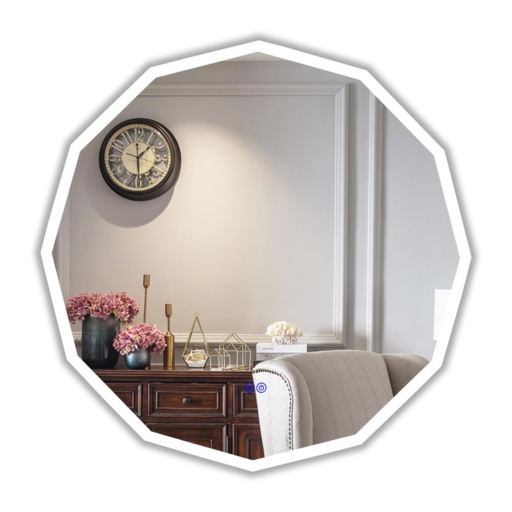CHLOE Lighting LUMINOSITY Back Lit Dodecagon TouchScreen LED Mirror 3 Color Temperatures 3000K-6000K 32" Wide. Picture 1