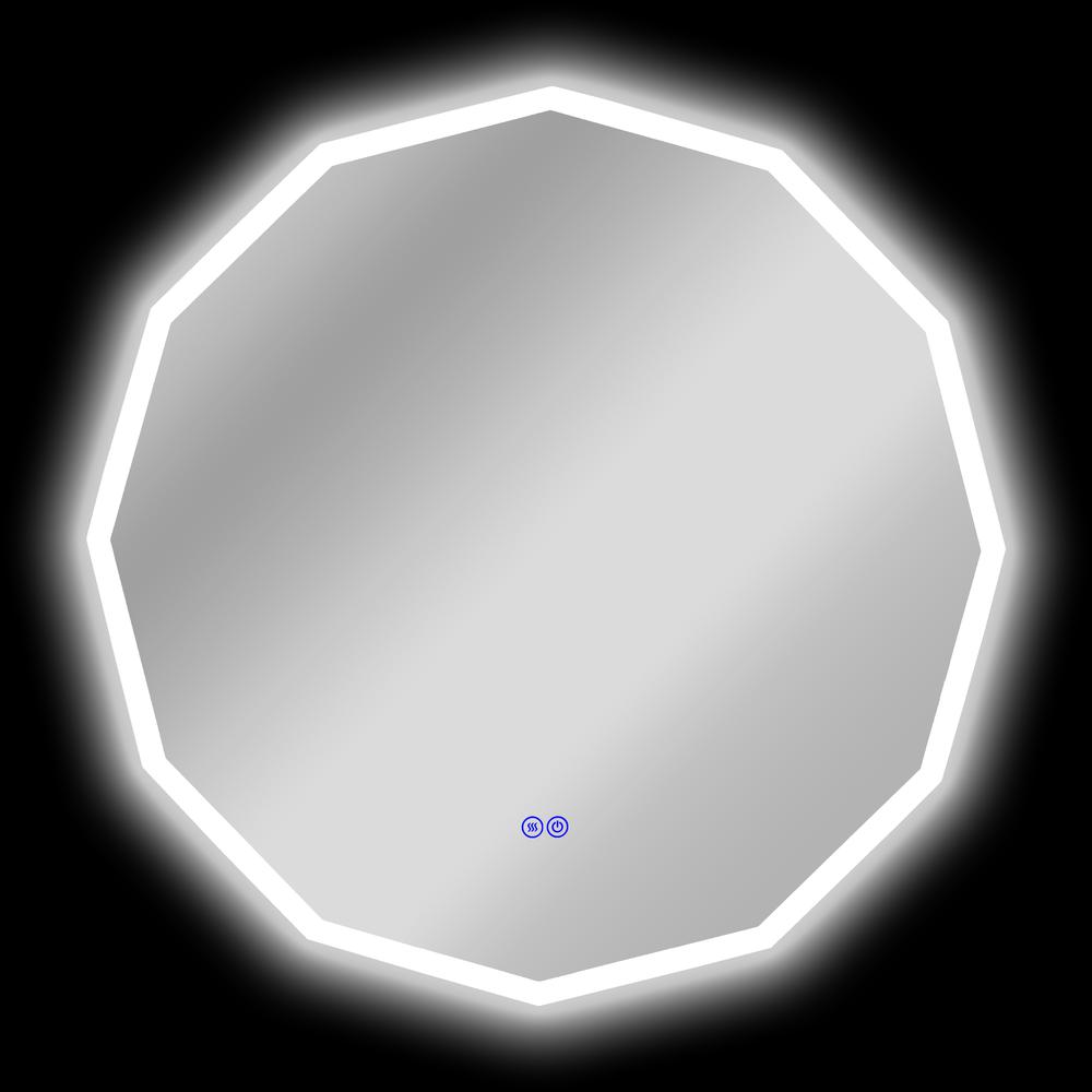CHLOE Lighting LUMINOSITY Back Lit Dodecagon TouchScreen LED Mirror 3 Color Temperatures 3000K-6000K 32" Wide. Picture 8