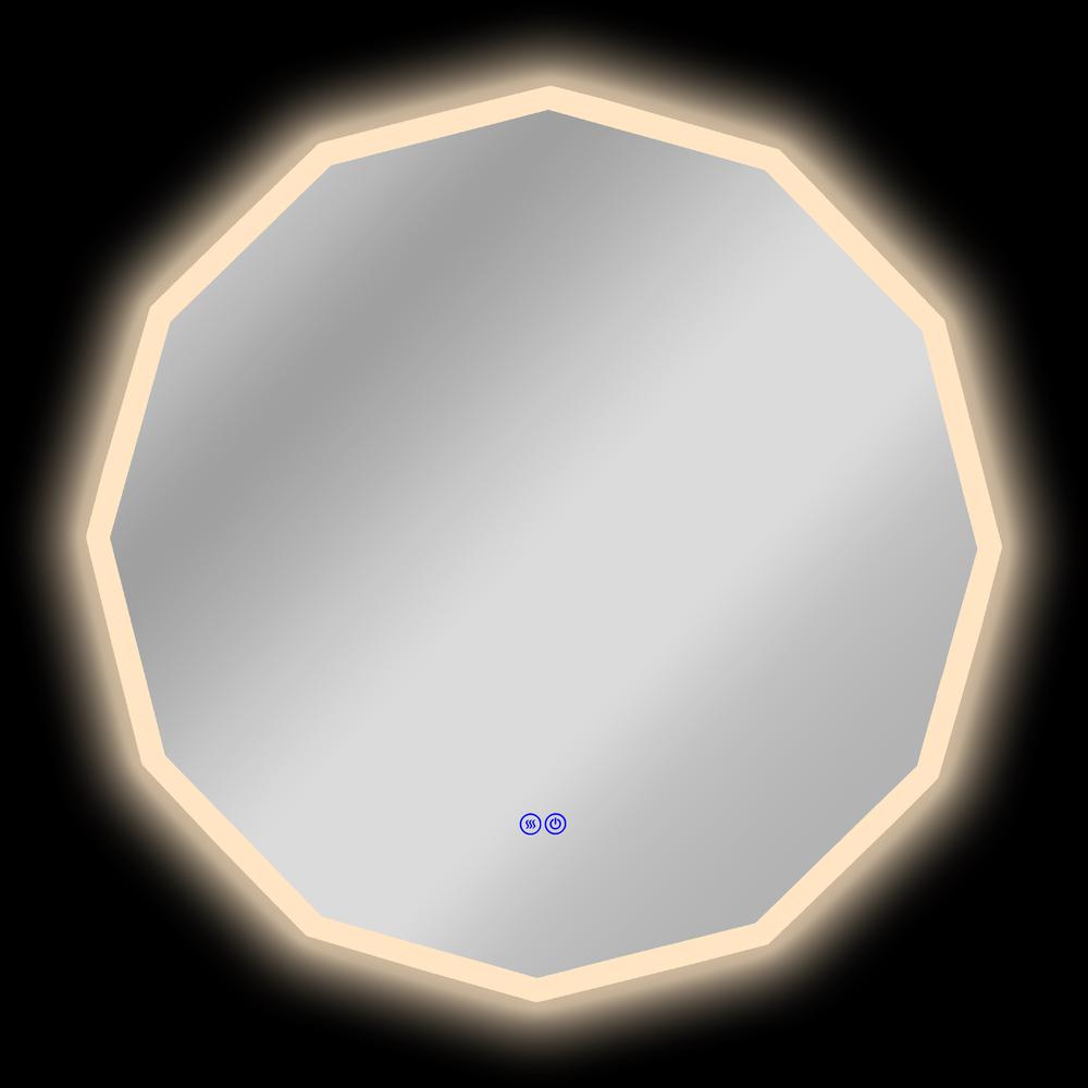 CHLOE Lighting LUMINOSITY Back Lit Dodecagon TouchScreen LED Mirror 3 Color Temperatures 3000K-6000K 32" Wide. Picture 9