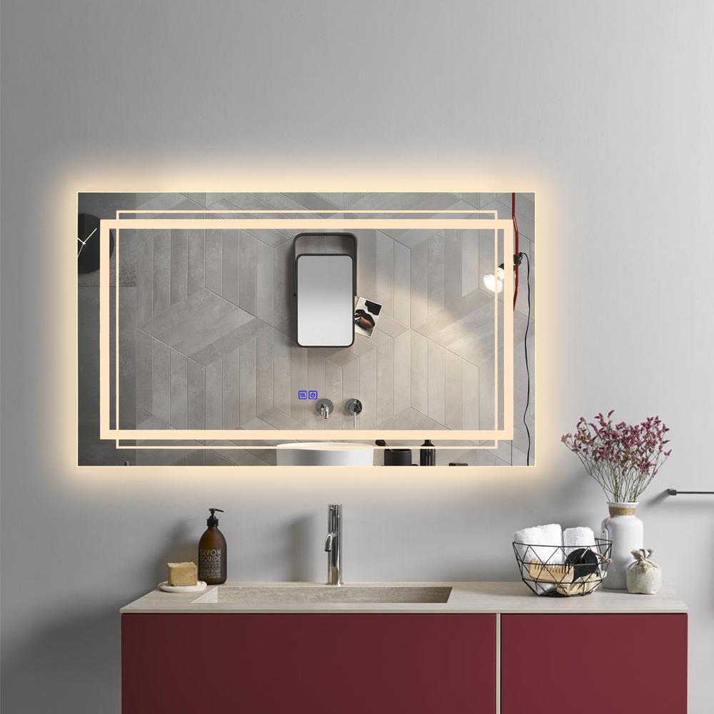 CHLOE Lighting LUMINOSITY Back Lit Rectangular TouchScreen LED Mirror 3 Color Temperatures, 3000K-6000K 39" Wide. Picture 14