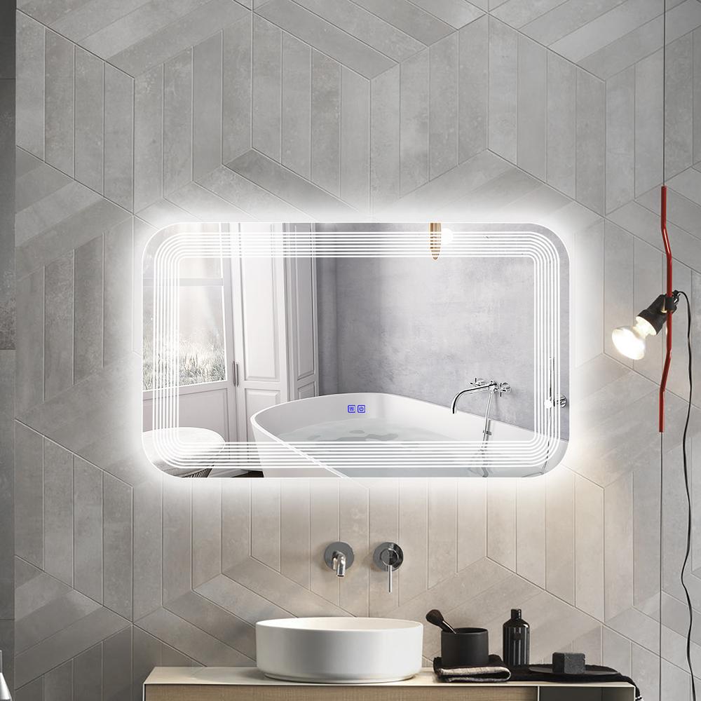 CHLOE Lighting- LUMINOSITY Back Lit Rectangular TouchScreen LED Mirror 3 Color Temperatures 3000K-6000K 39" Wide. Picture 13