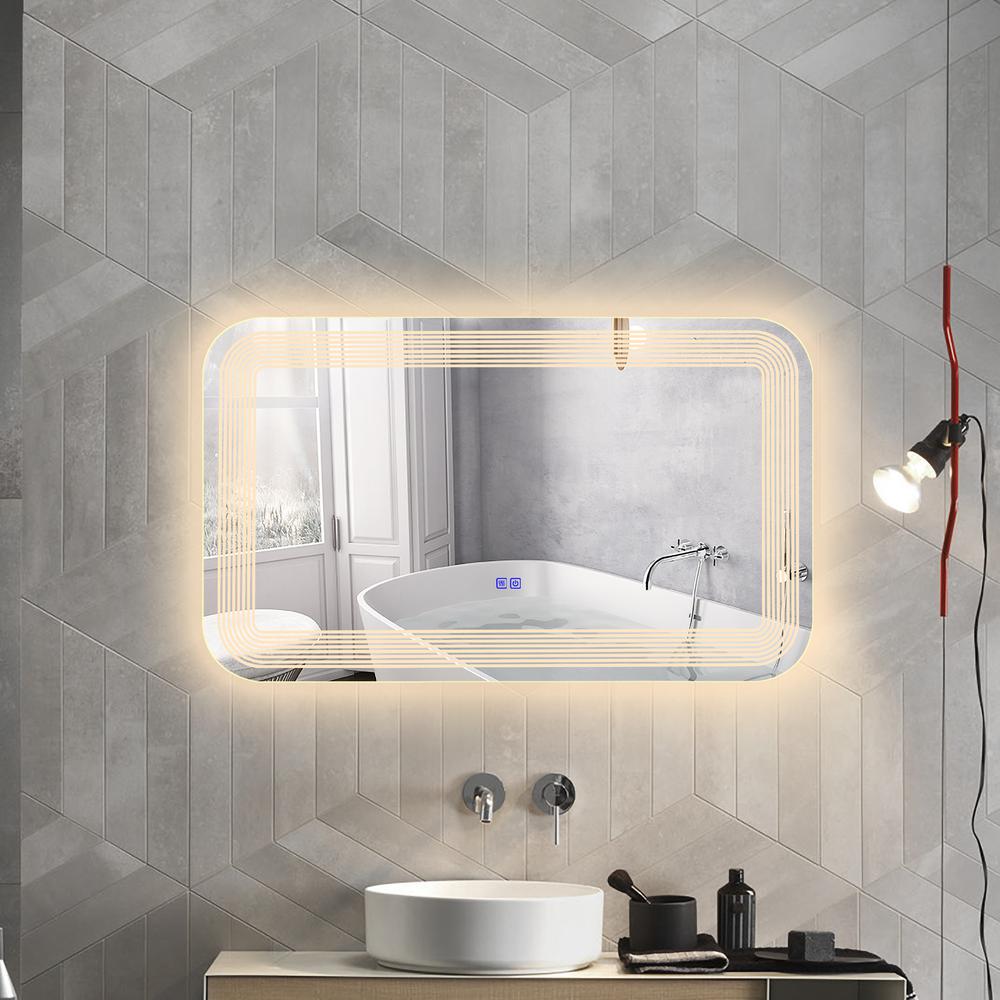 CHLOE Lighting- LUMINOSITY Back Lit Rectangular TouchScreen LED Mirror 3 Color Temperatures 3000K-6000K 39" Wide. Picture 14