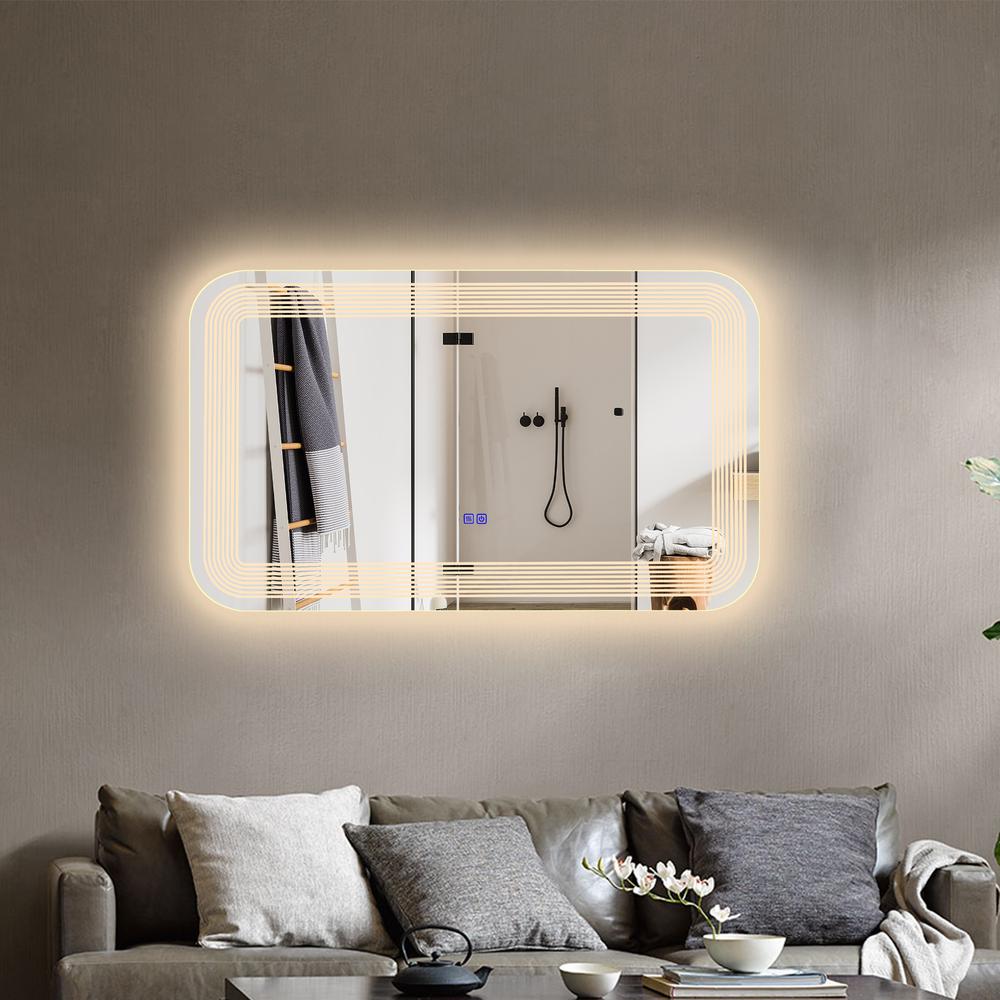 CHLOE Lighting- LUMINOSITY Back Lit Rectangular TouchScreen LED Mirror 3 Color Temperatures 3000K-6000K 39" Wide. Picture 16