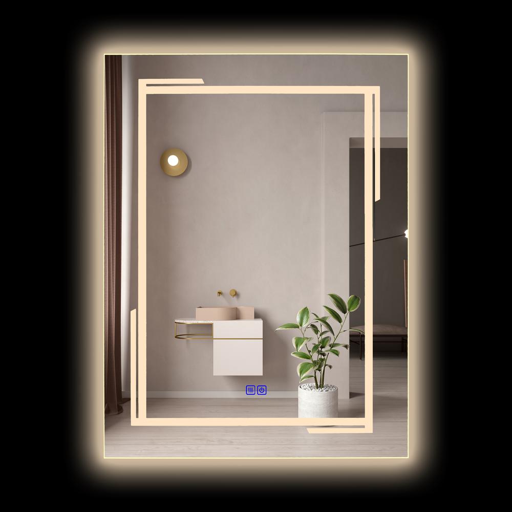 CHLOE Lighting LUMINOSITY, Back Lit Rectangular TouchScreen LED Mirror 3 Color Temperatures 3000K-6000K 32" Height. Picture 7