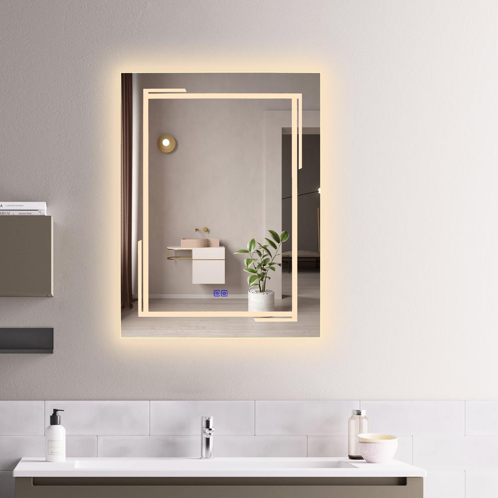 CHLOE Lighting LUMINOSITY, Back Lit Rectangular TouchScreen LED Mirror 3 Color Temperatures 3000K-6000K 32" Height. Picture 14