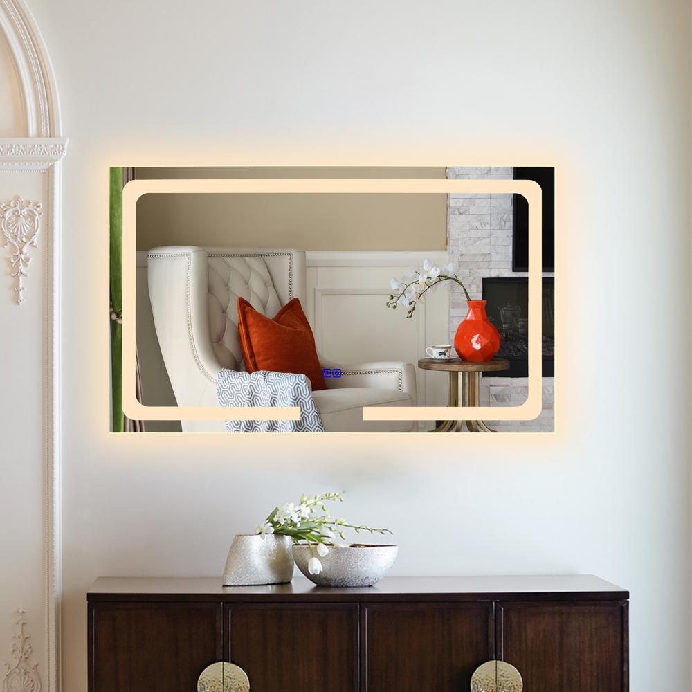 CHLOE Lighting LUMINOSITY- Back Lit Rectangular TouchScreen LED Mirror 3 Color Temperatures 3000K-6000K 39" Wide. Picture 16