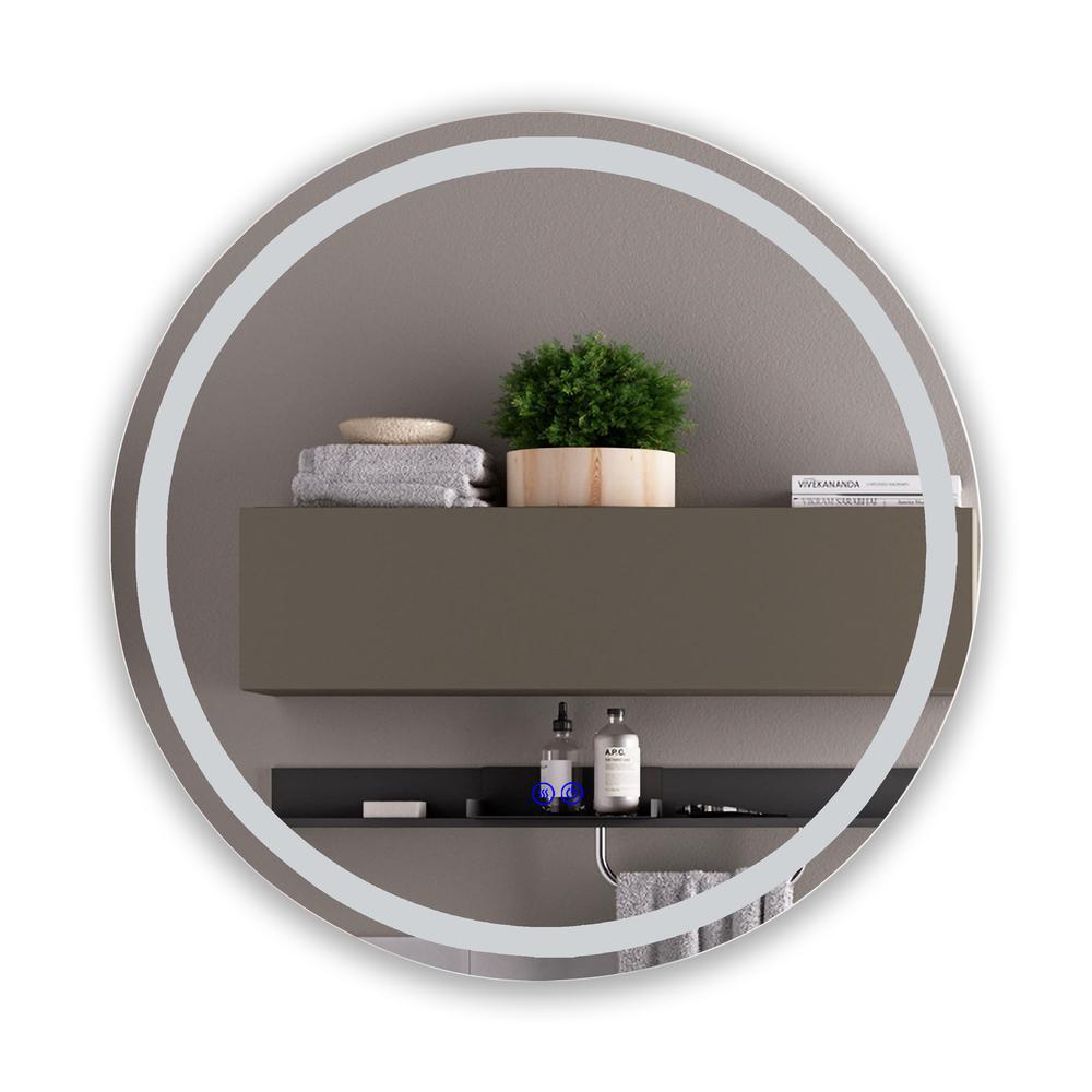 CHLOE Lighting LUMINOSITY Back Lit Round TouchScreen LED Mirror 3 Color Temperatures 3000K-6000K 24" Wide. Picture 4