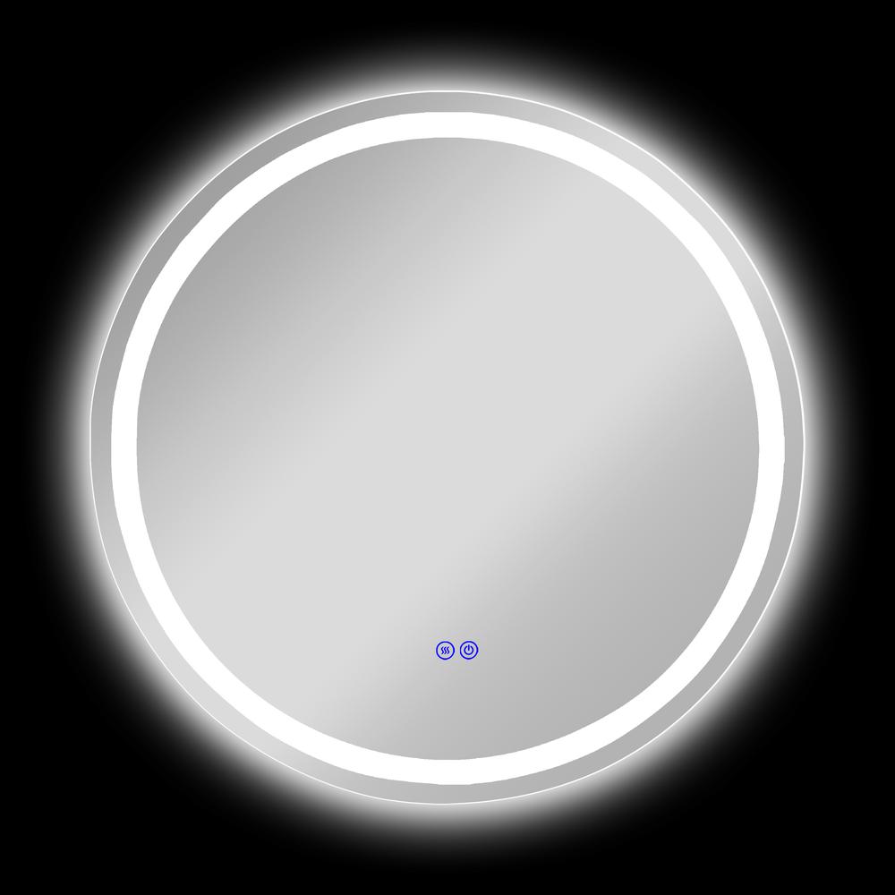 CHLOE Lighting LUMINOSITY Back Lit Round TouchScreen LED Mirror 3 Color Temperatures 3000K-6000K 24" Wide. Picture 8