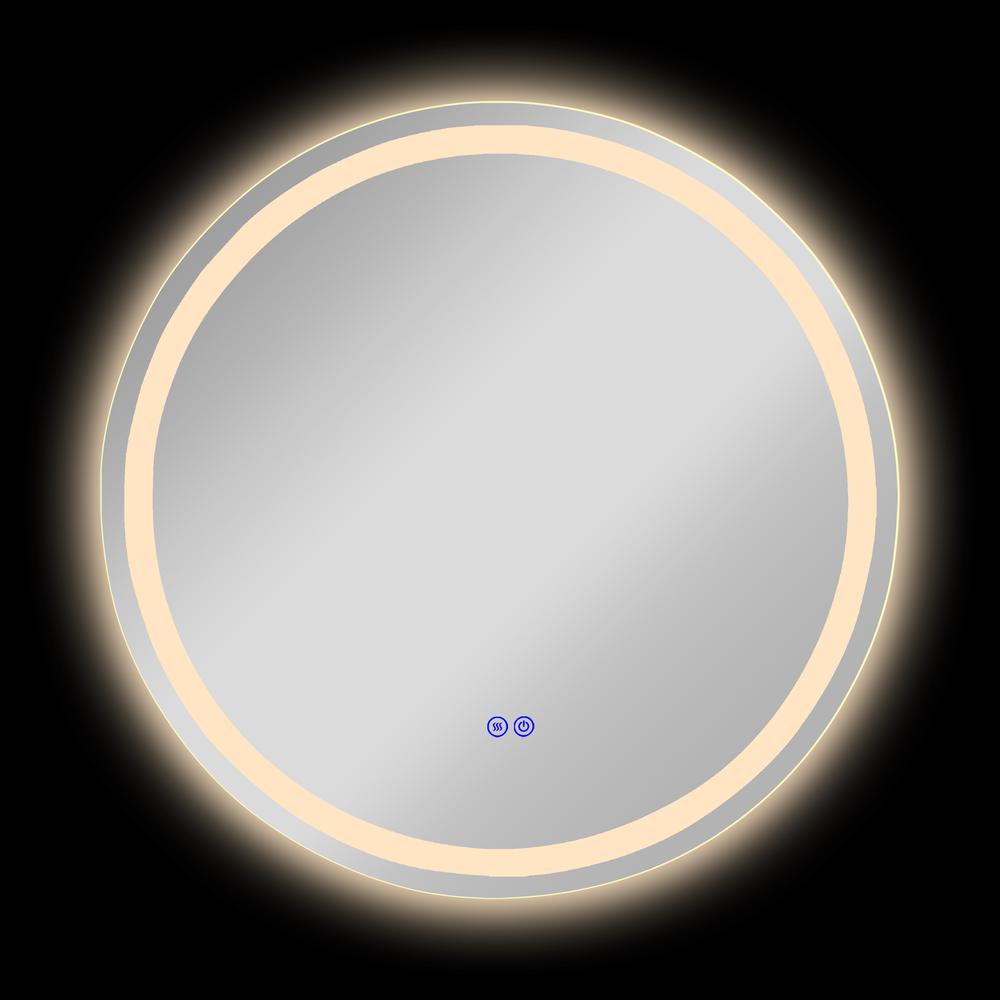 CHLOE Lighting LUMINOSITY Back Lit Round TouchScreen LED Mirror 3 Color Temperatures 3000K-6000K 24" Wide. Picture 9