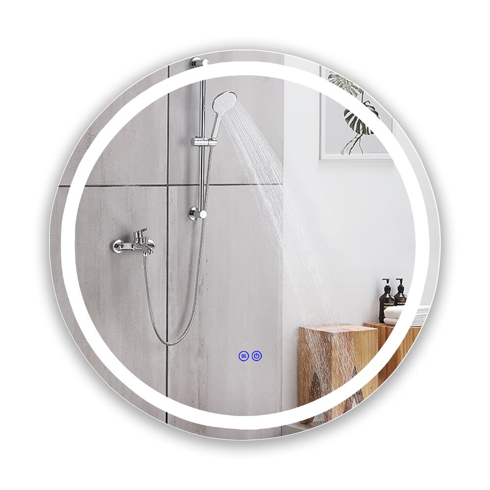 CHLOE Lighting LUMINOSITY Back Lit Round TouchScreen LED Mirror 3 Color Temperatures 3000K-6000K 28" Wide. Picture 1