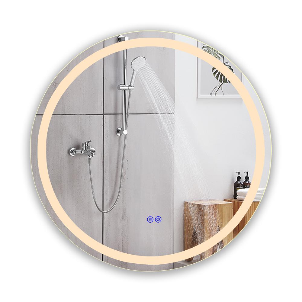 CHLOE Lighting LUMINOSITY Back Lit Round TouchScreen LED Mirror 3 Color Temperatures 3000K-6000K 28" Wide. Picture 5