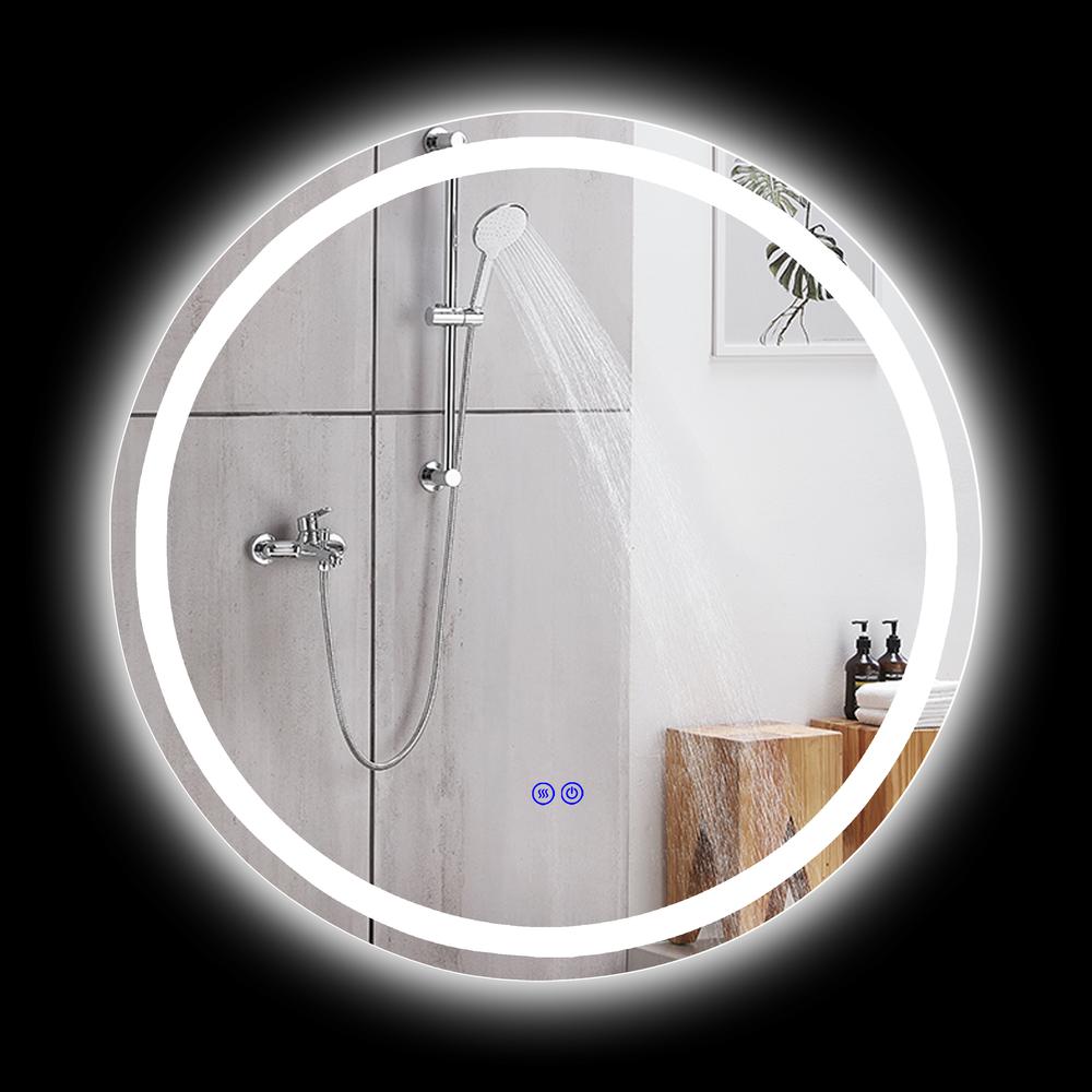 CHLOE Lighting LUMINOSITY Back Lit Round TouchScreen LED Mirror 3 Color Temperatures 3000K-6000K 28" Wide. Picture 6
