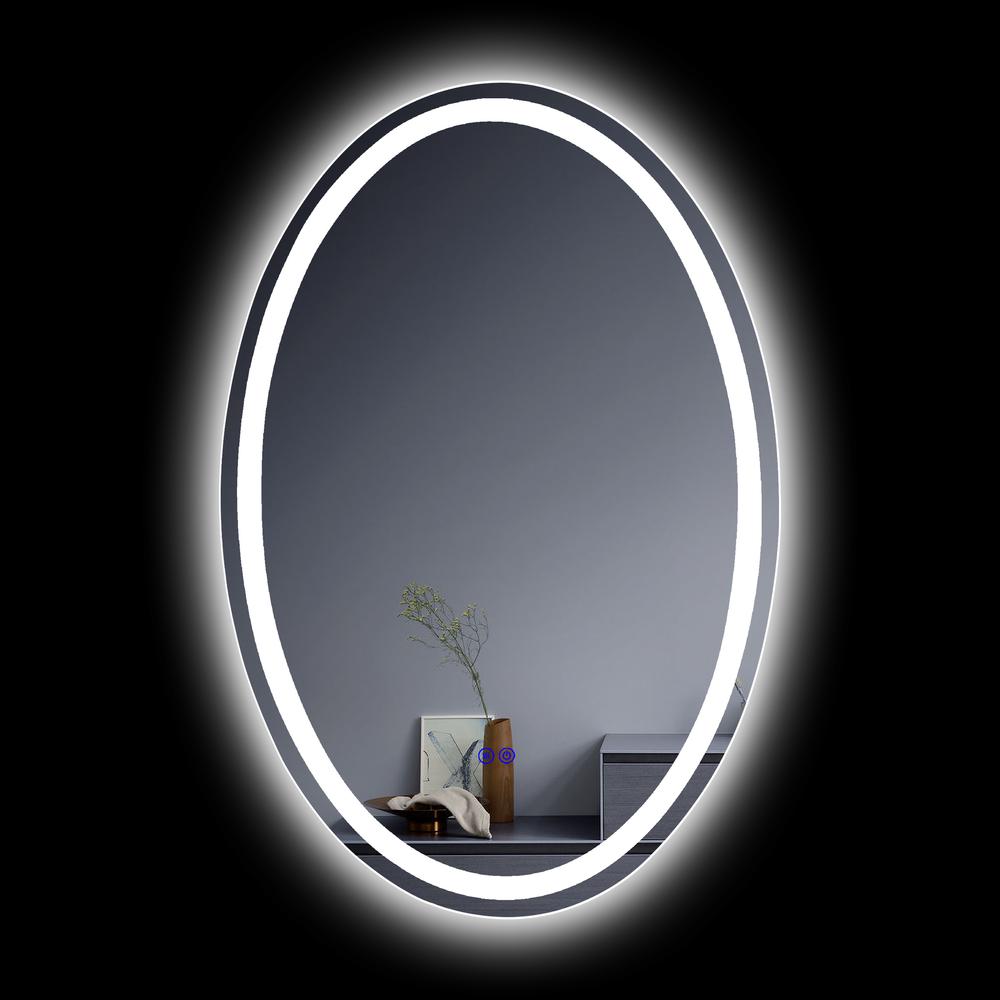 CHLOE Lighting LUMINOSITY Back Lit Oval TouchScreen LED Mirror 3 Color Temperatures 3000K-6000K 36" Height. Picture 6