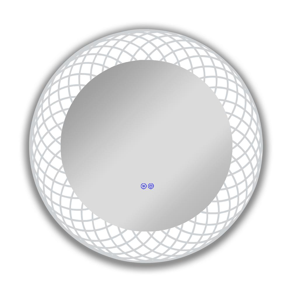 Back Lit Round TouchScreen LED Mirror 3 Color Temperatures 3000K-6000K 30" Wide. Picture 2