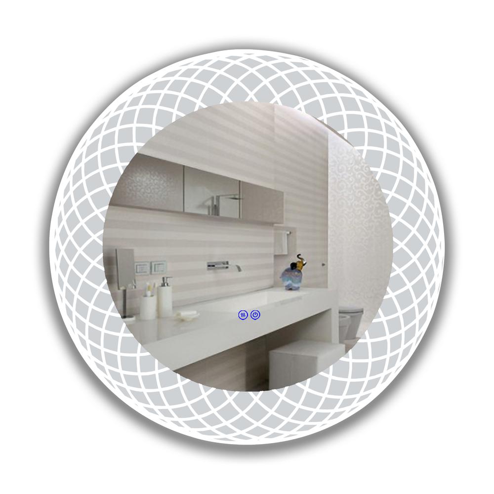 Back Lit Round TouchScreen LED Mirror 3 Color Temperatures 3000K-6000K 30" Wide. Picture 3