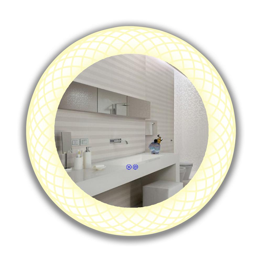 Back Lit Round TouchScreen LED Mirror 3 Color Temperatures 3000K-6000K 30" Wide. Picture 4