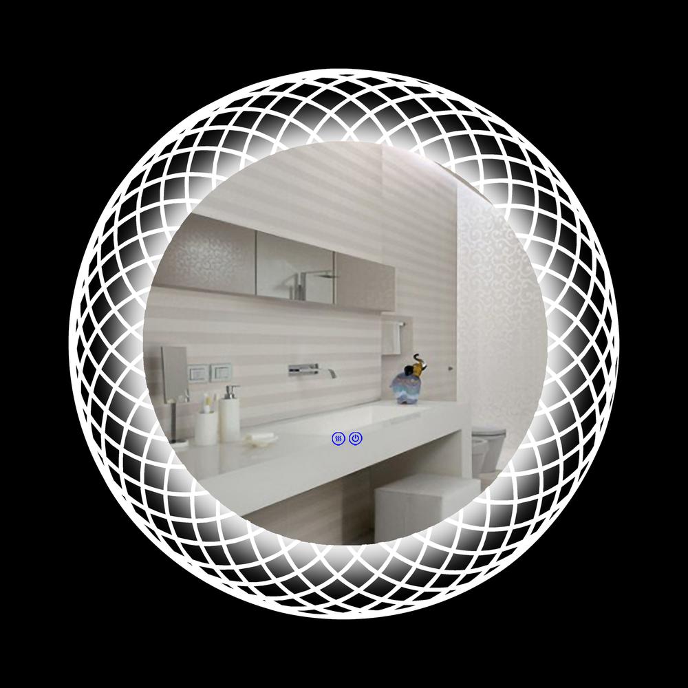 Back Lit Round TouchScreen LED Mirror 3 Color Temperatures 3000K-6000K 30" Wide. Picture 5