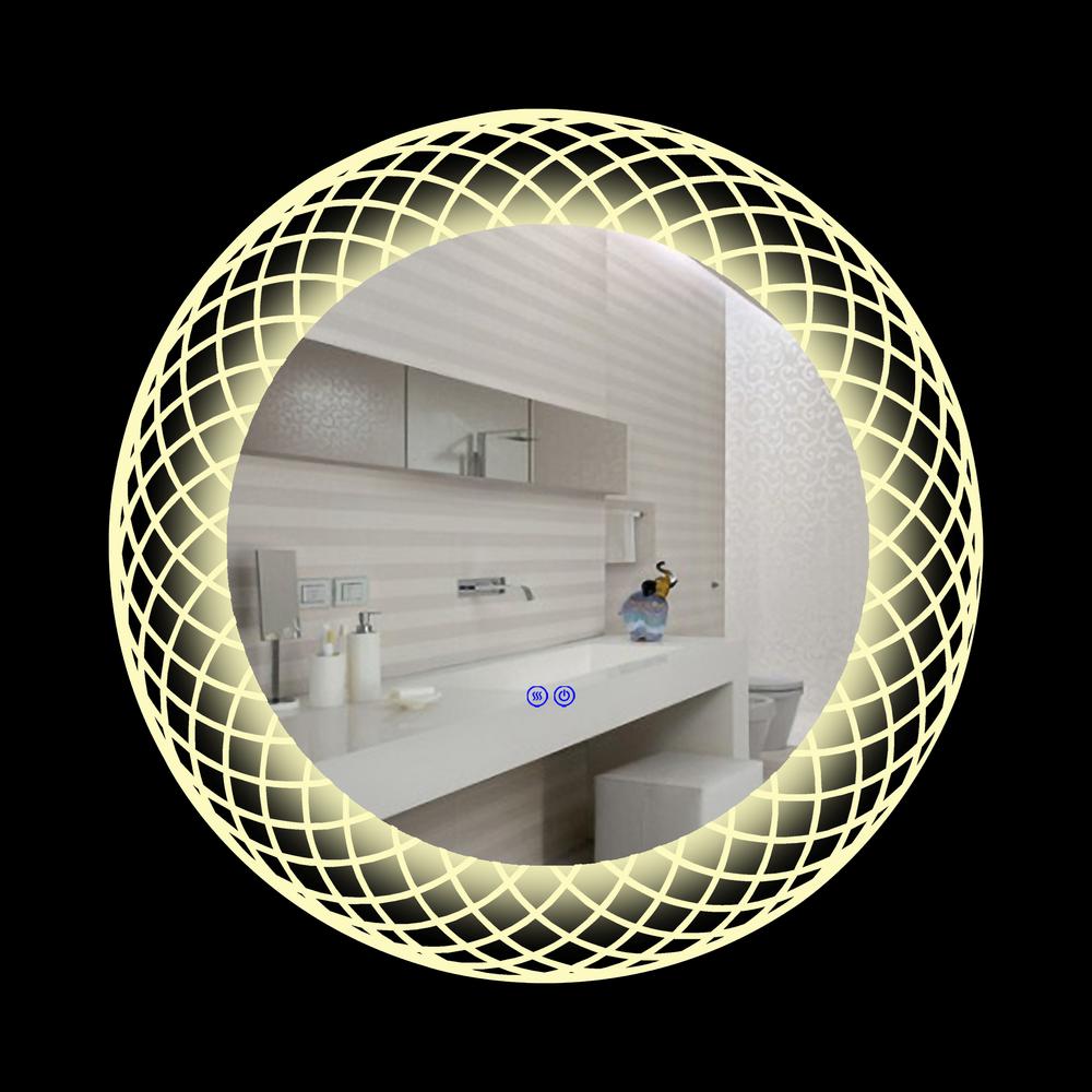 Back Lit Round TouchScreen LED Mirror 3 Color Temperatures 3000K-6000K 30" Wide. Picture 6