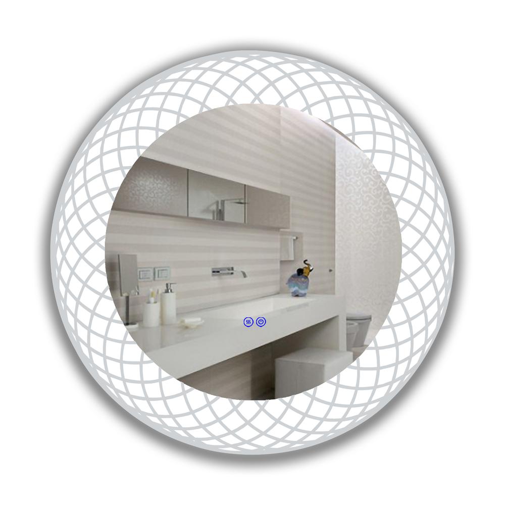 Back Lit Round TouchScreen LED Mirror 3 Color Temperatures 3000K-6000K 30" Wide. Picture 8