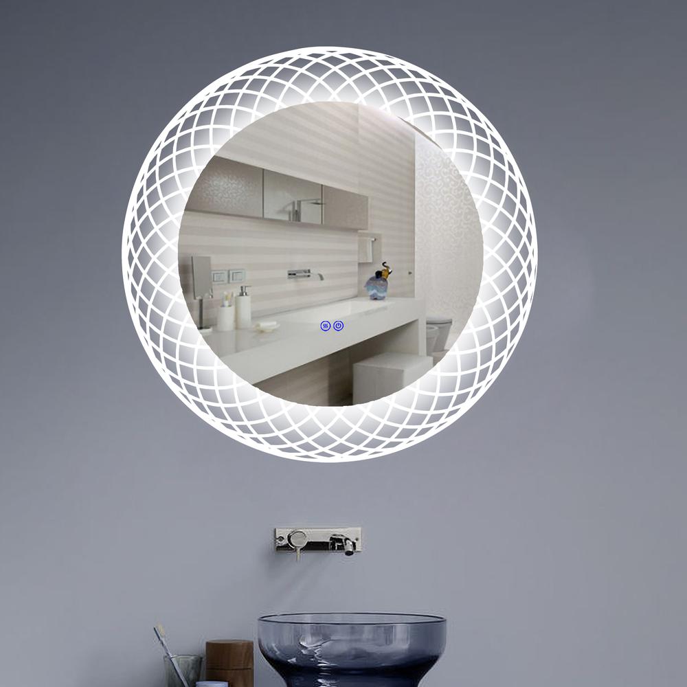 Back Lit Round TouchScreen LED Mirror 3 Color Temperatures 3000K-6000K 30" Wide. Picture 12