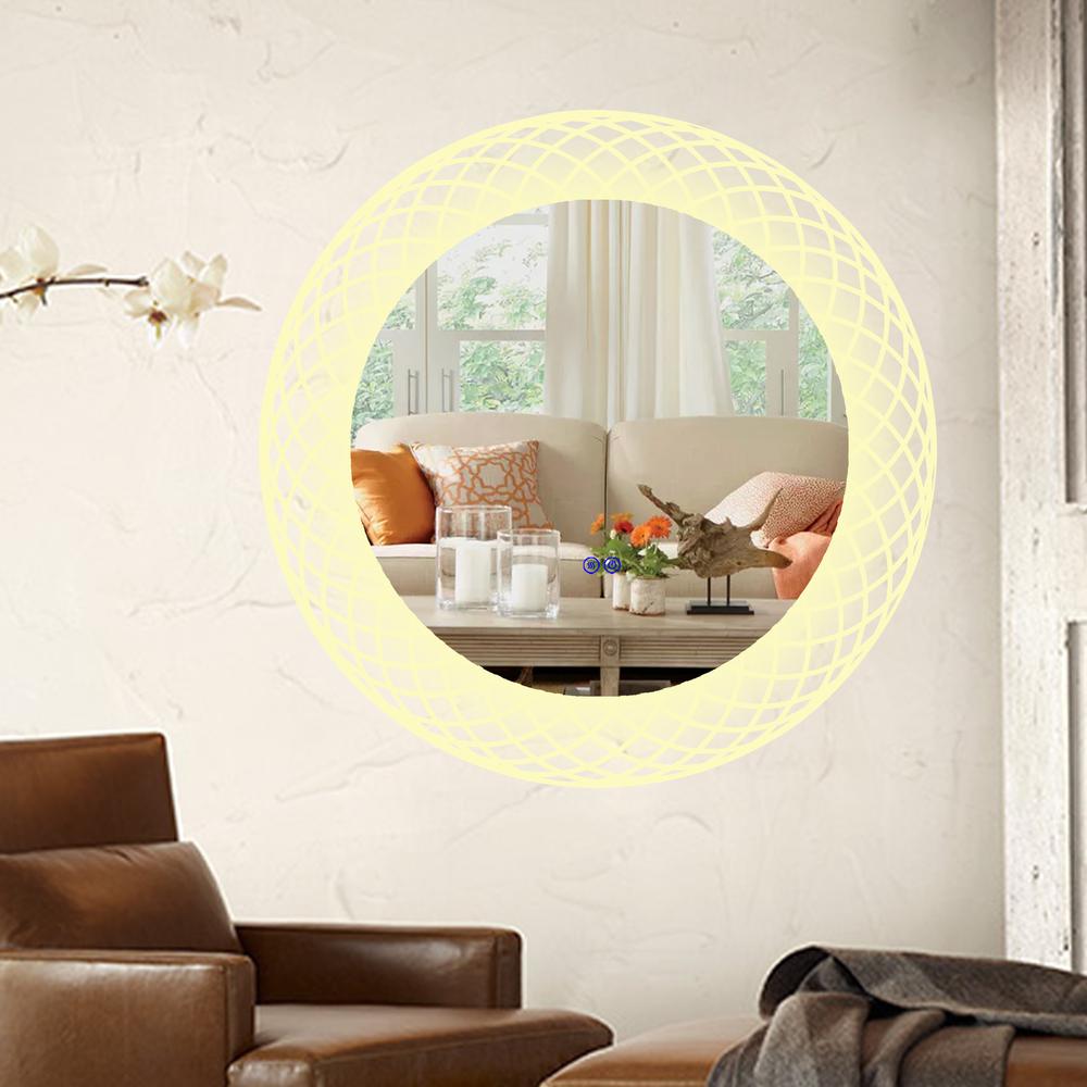 Back Lit Round TouchScreen LED Mirror 3 Color Temperatures 3000K-6000K 30" Wide. Picture 15