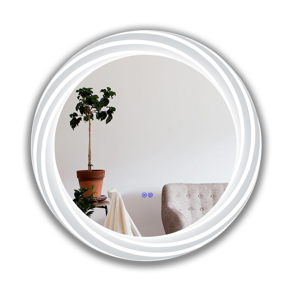 Back Lit Round TouchScreen LED Mirror 3 Color Temperatures 3000K-6000K 30" Wide. Picture 3