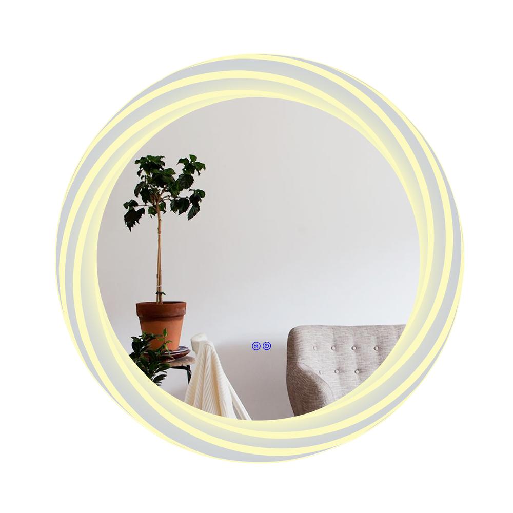 Back Lit Round TouchScreen LED Mirror 3 Color Temperatures 3000K-6000K 30" Wide. Picture 4