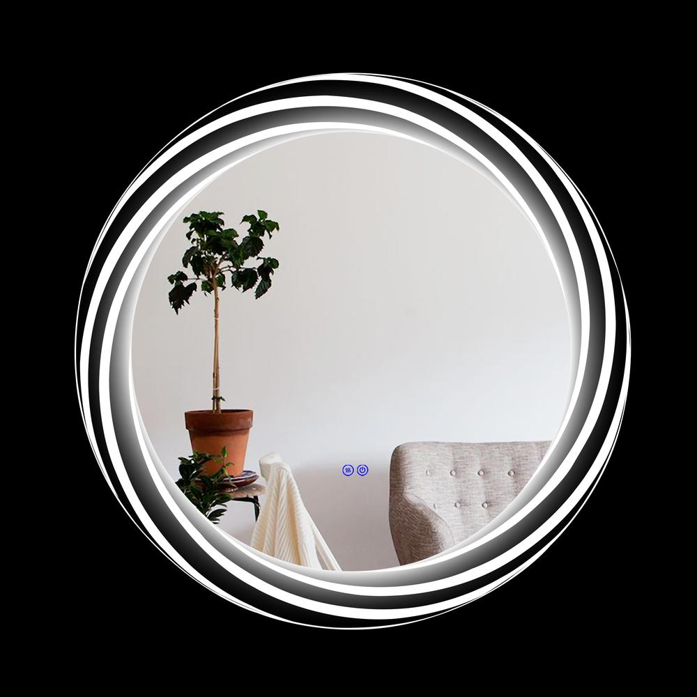 Back Lit Round TouchScreen LED Mirror 3 Color Temperatures 3000K-6000K 30" Wide. Picture 5