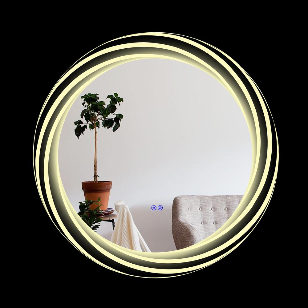 Back Lit Round TouchScreen LED Mirror 3 Color Temperatures 3000K-6000K 30" Wide. Picture 6