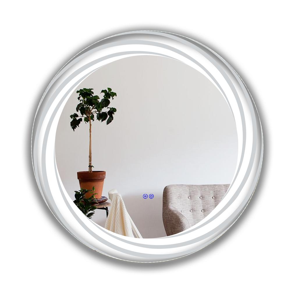 Back Lit Round TouchScreen LED Mirror 3 Color Temperatures 3000K-6000K 30" Wide. Picture 7
