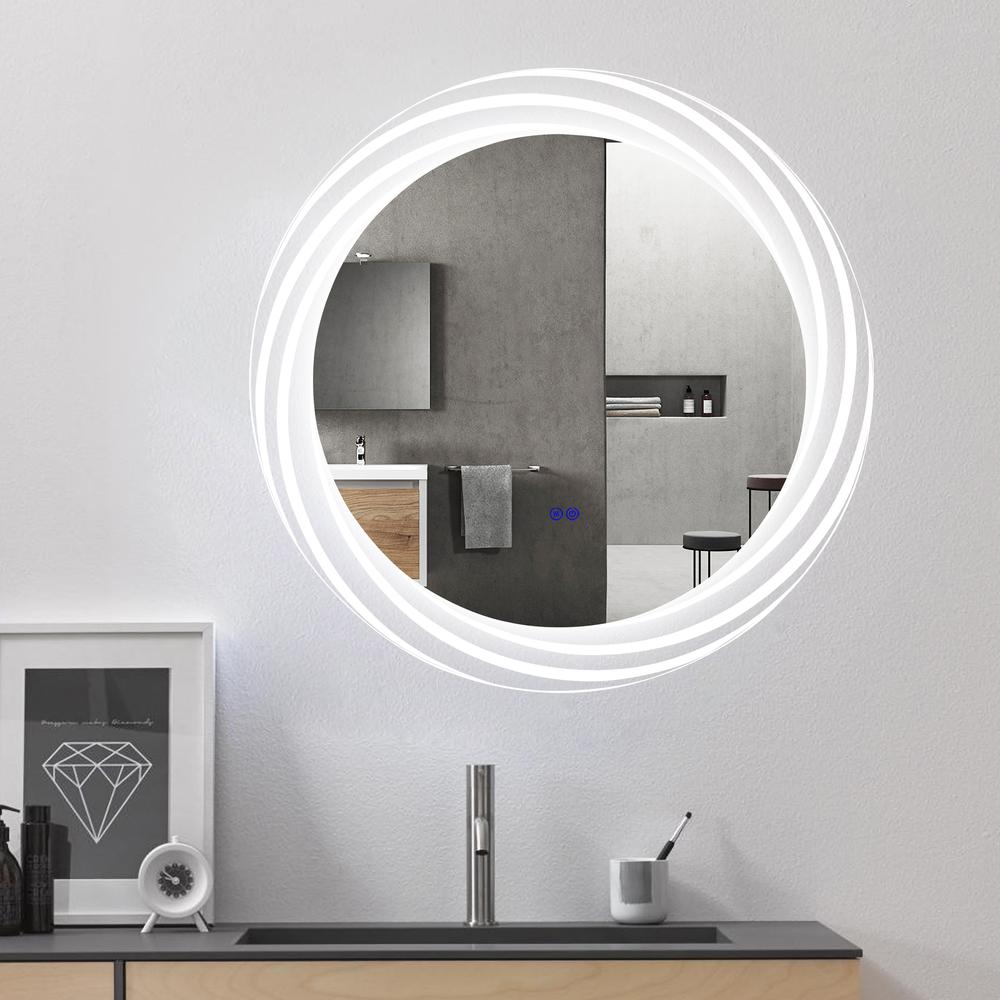 Back Lit Round TouchScreen LED Mirror 3 Color Temperatures 3000K-6000K 30" Wide. Picture 15