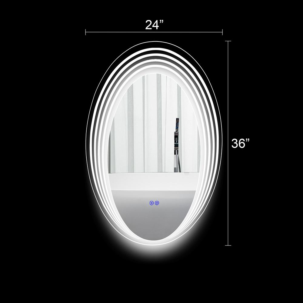 Back Lit Oval TouchScreen LED Mirror 3 Color Temperatures 3000K-6000K. Picture 17