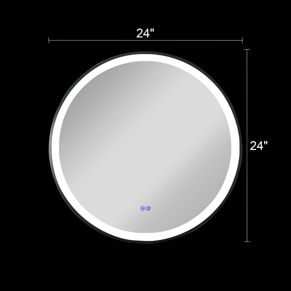 CHLOE Lighting LUMINOSITY Embedded Round TouchScreen LED Mirror 3 Color Temperatures 3000K-6000K 24" Wide. Picture 18