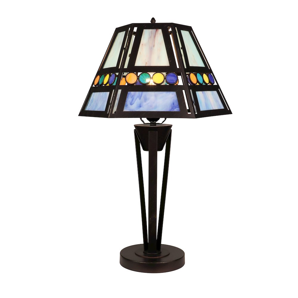 Retro-Style Stained Glass 1-Light Table Lamp 14" Shade. Picture 2