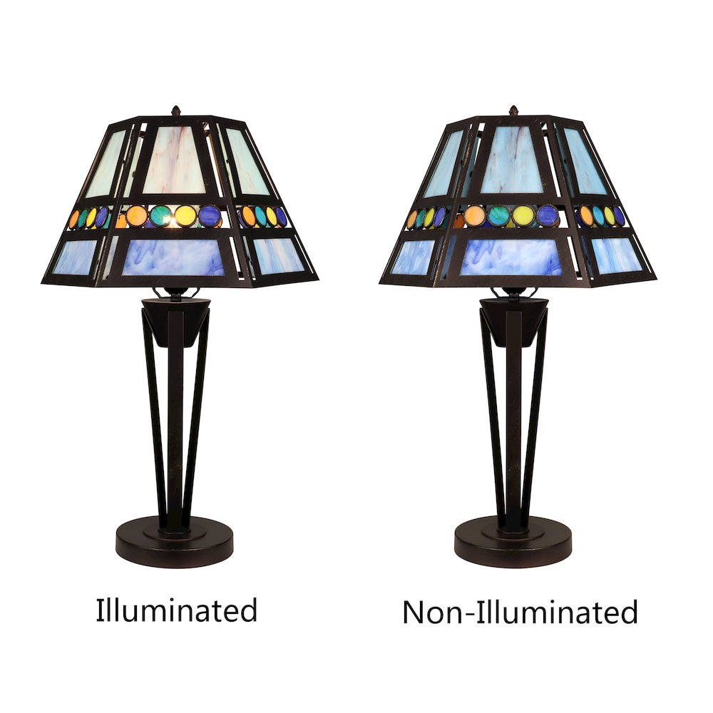 Retro-Style Stained Glass 1-Light Table Lamp 14" Shade. Picture 4