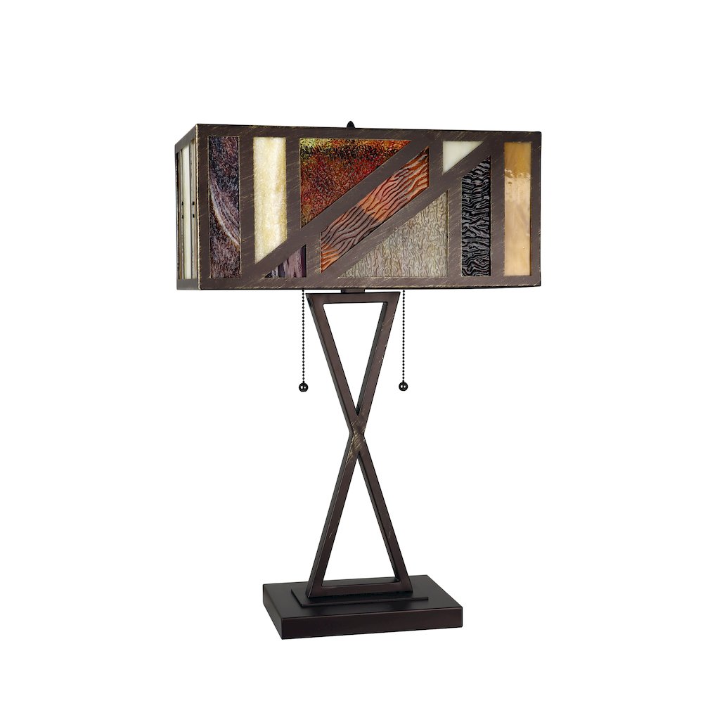 Retro-Style Stained Glass 2-Light Table Lamp 16" Shade. Picture 2