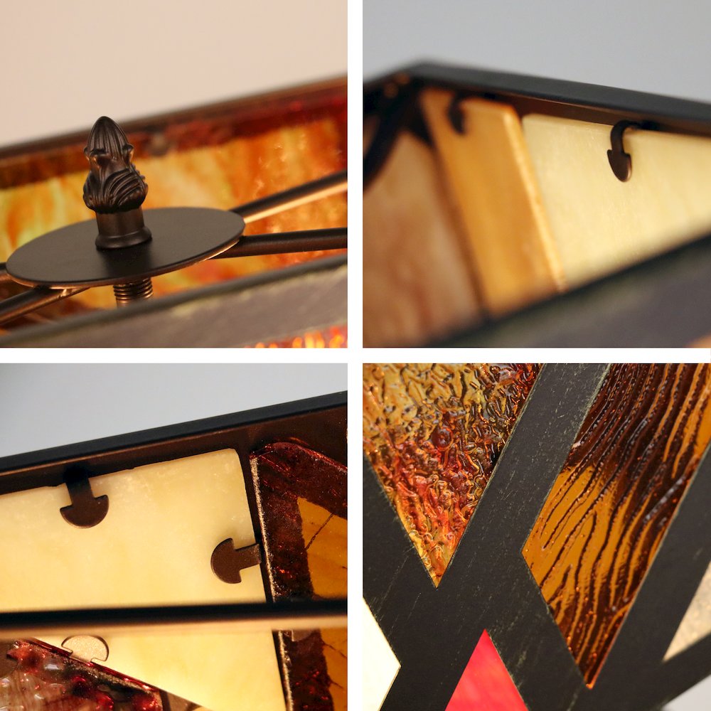 Retro-Style Stained Glass 2-Light Table Lamp 16" Shade. Picture 4
