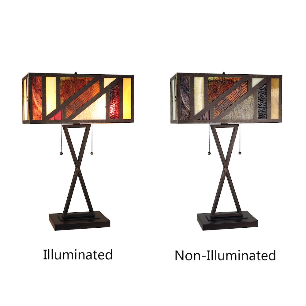 Retro-Style Stained Glass 2-Light Table Lamp 16" Shade. Picture 3