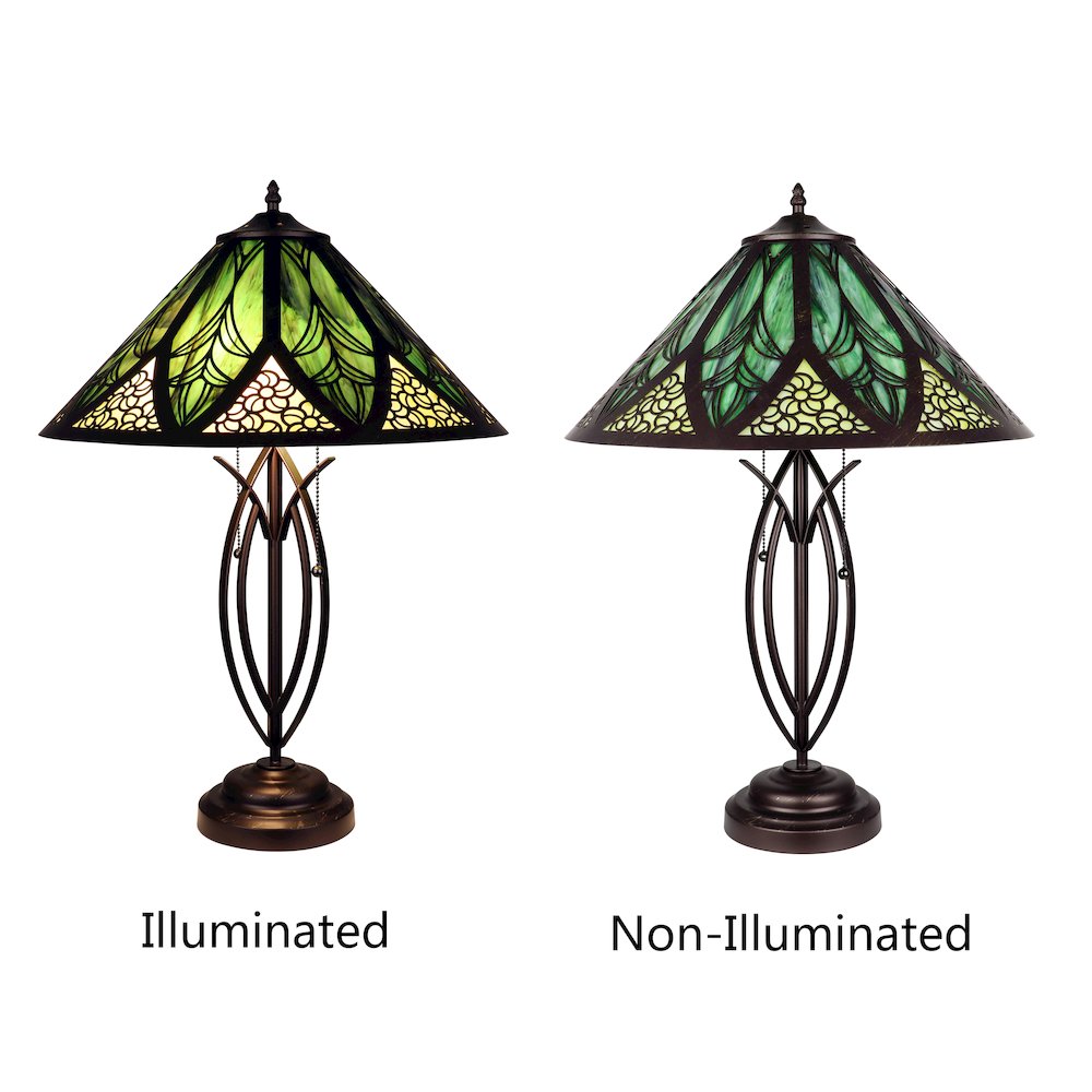 Retro-Style Stained Glass 2-Light Table Lamp 18" Shade. Picture 4