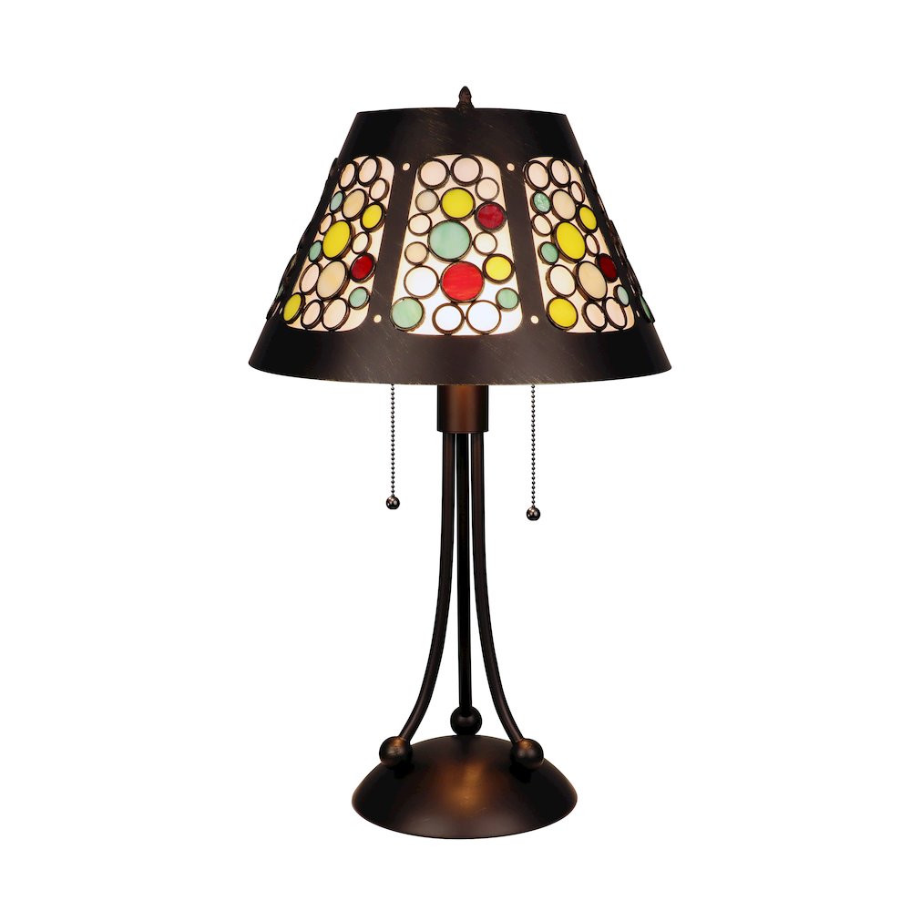 Retro-Style Stained Glass 2-Light Table Lamp 18" Shade. Picture 1