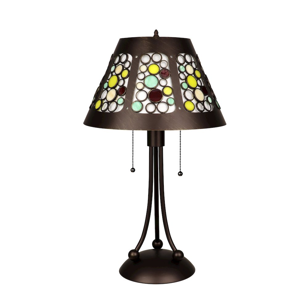 Retro-Style Stained Glass 2-Light Table Lamp 18" Shade. Picture 2