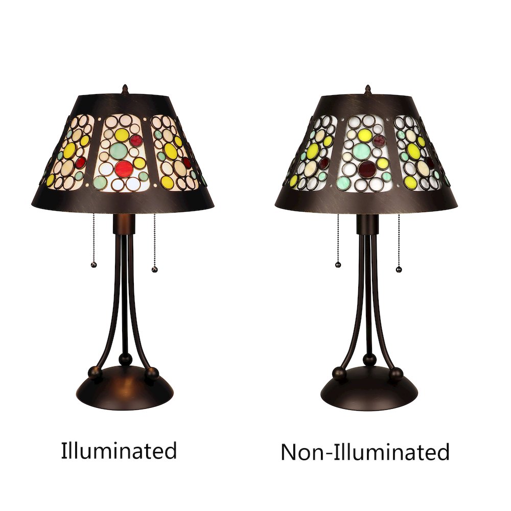Retro-Style Stained Glass 2-Light Table Lamp 18" Shade. Picture 4