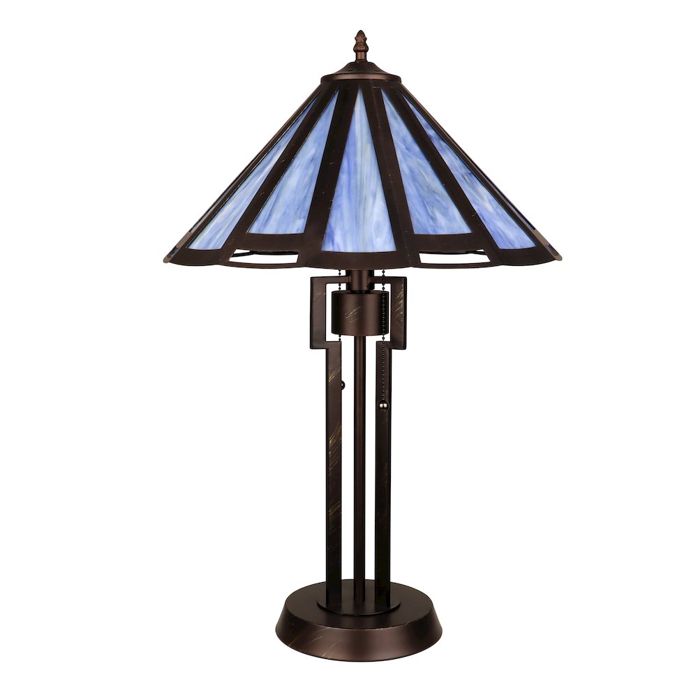 Retro-Style Stained Glass 2-Light Table Lamp 18" Shade. Picture 2