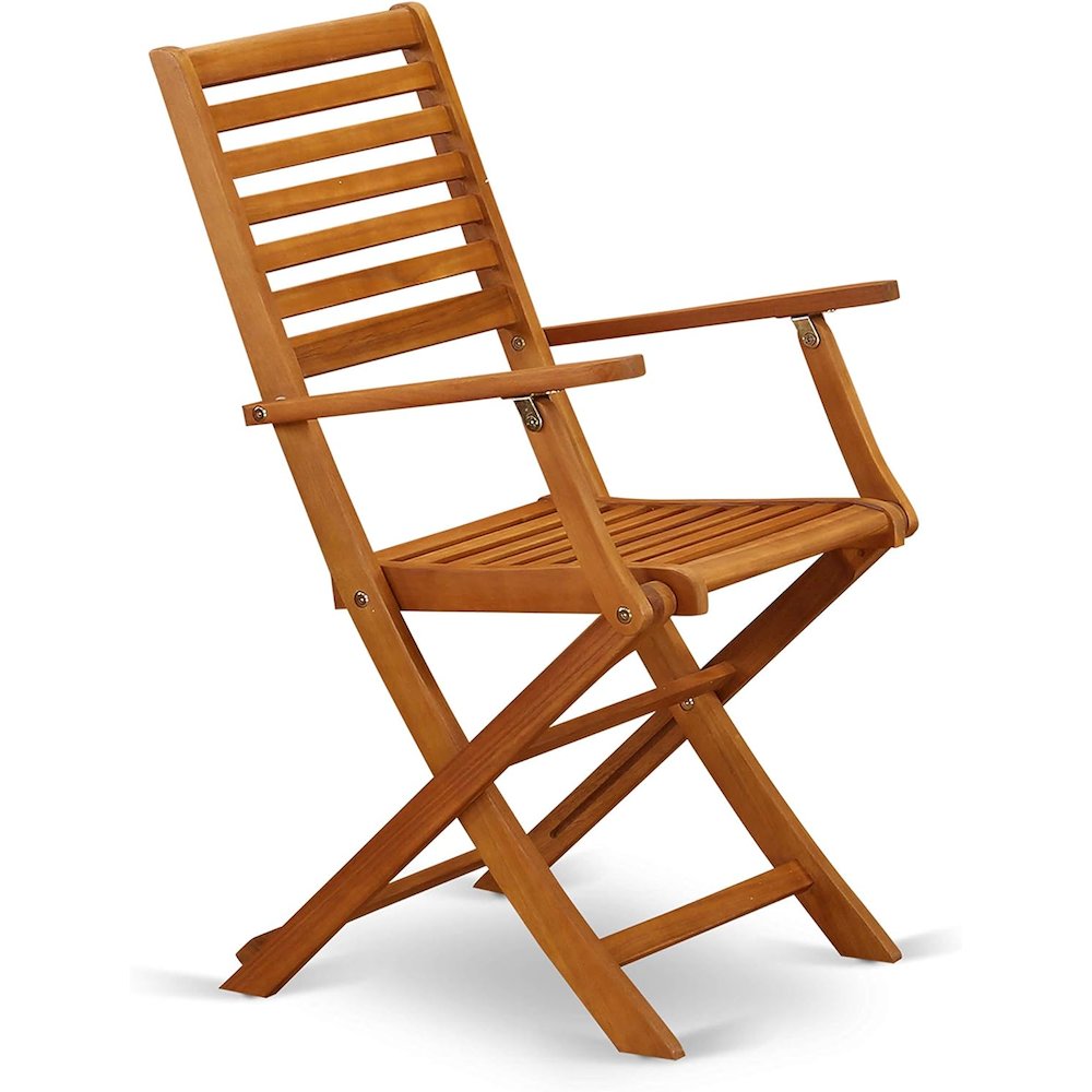 East West Furniture DEBS9CANA 9-Piece Table Set- 8 Patio Dining Chairs Ladder Back and Small Outdoor Table and Rectangle Top with Wooden 4 legs - Natural Oil Finish. Picture 3