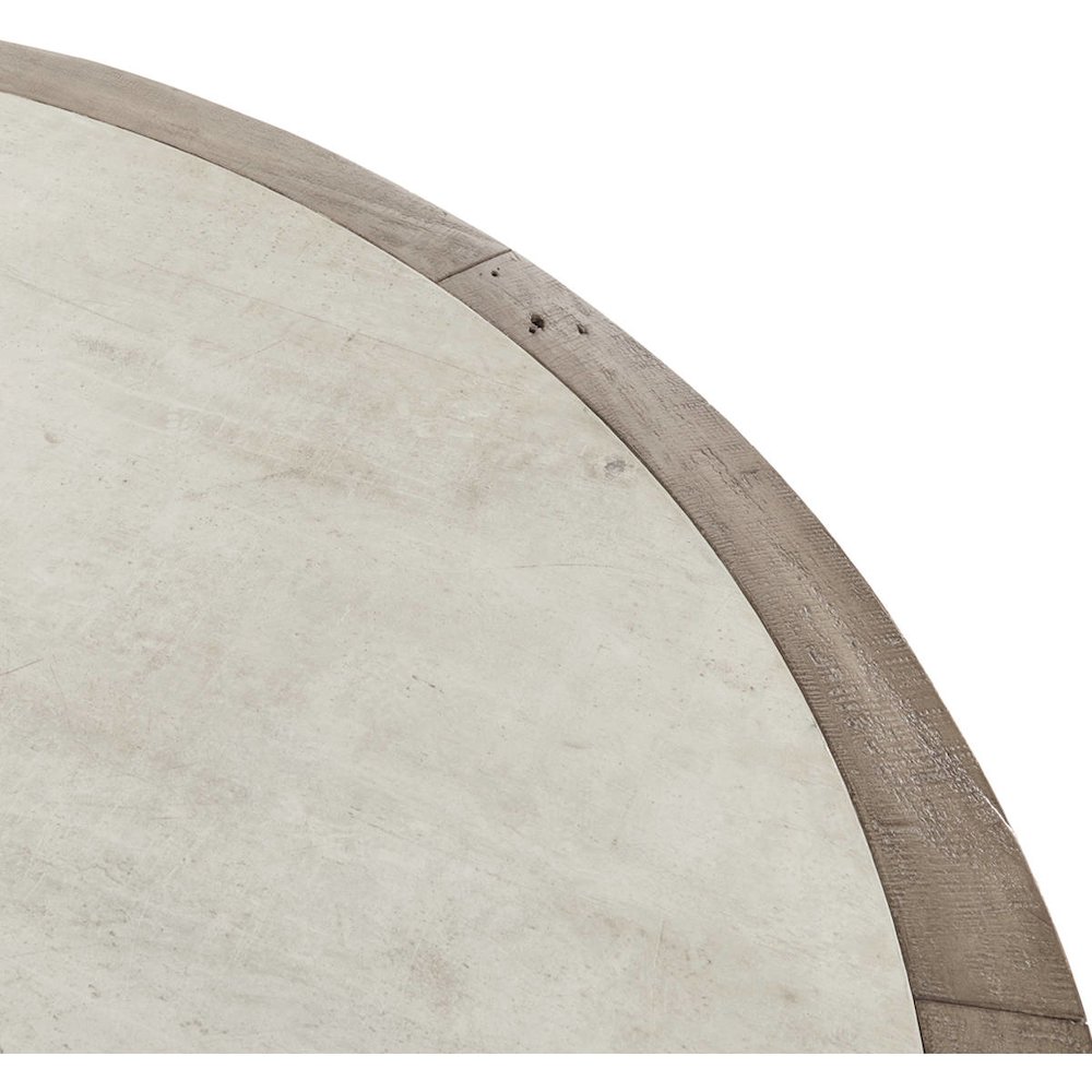 Vincent 55" Reclaimed Pine Wood Round Dining Table in Concrete Gray. Picture 3